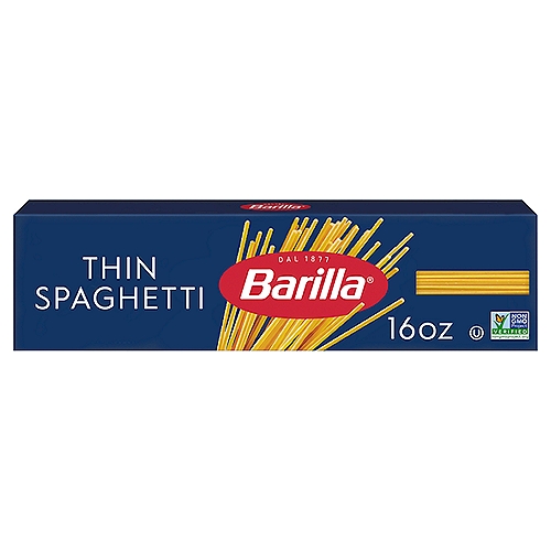 With thin spaghetti, Barilla presents its world-beloved traditional spaghetti pasta shape in a thinner version that's not quite as thin as our angel hair pasta. Sometimes called spaghettini, this thin pasta promises to delight your palate. Barilla Thin Spaghetti pasta is made with non-GMO ingredients.

Get inspired with Barilla! Enjoy the full range of Barilla pasta and pasta sauces, including Barilla Ready Pasta, Barilla Protein+ pasta, Barilla Whole Grain pasta, Barilla Veggie pasta, Barilla Chickpea Pasta, Barilla Red Lentil Pasta and Barilla Gluten Free pasta.