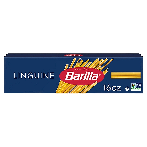 Barilla Linguine pasta, a close relative of Fettuccine pasta, is made from long, flat strands of pasta, but is thinner and narrower. Linguine pasta means “little tongues”. Barilla Linguine pasta is made with non-GMO ingredients. At Barilla, we're passionate about pasta. After all, we have been pasta makers since 1877. Our uncompromising quality has been trusted for generations. As a family-owned food company, Barilla is synonymous with high quality pasta that cooks to perfection every time. Our linguine pasta is made from the finest durum wheat and is non-GMO verified, peanut-free and suitable for a vegan or vegetarian diet. Perfect for pairing with your favorite pasta sauce. Get inspired with Barilla! Enjoy the full range of Barilla pasta and pasta sauces, including Barilla Ready Pasta, Barilla Protein+ pasta, Barilla Whole Grain pasta, Barilla Veggie pasta and Barilla Gluten Free pasta.