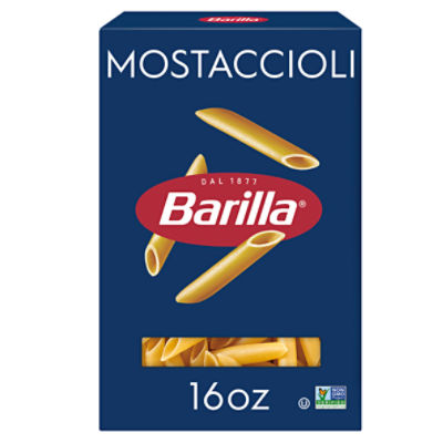 Barilla Mostaccioli Pasta, 16 oz. Box - Non-GMO Pasta Made with Durum Wheat Semolina - Kosher Certified Pasta