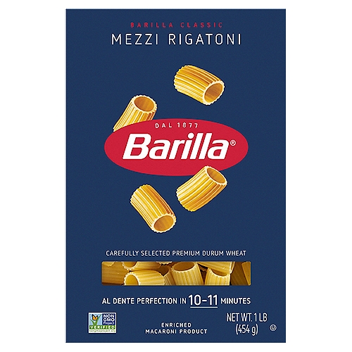 Barilla Mezzi Rigatoni n.389 Pasta, 1 lb
Enriched Macaroni Product