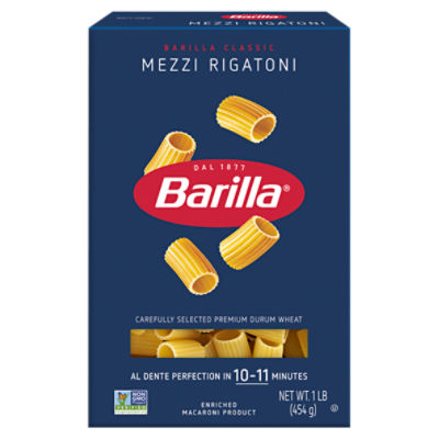 Barilla Mezzi Rigatoni Pasta Non-GMO, Kosher Certified, 16 oz
