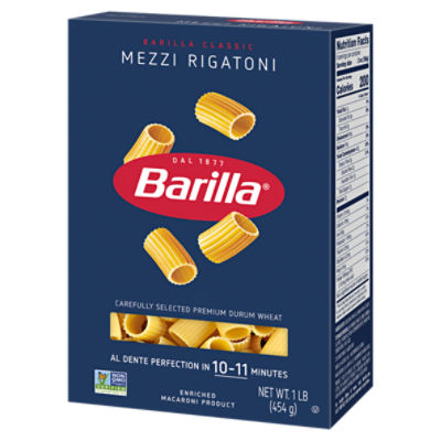 Barilla Mezzi Rigatoni Pasta Non-GMO, Kosher Certified, 16 oz