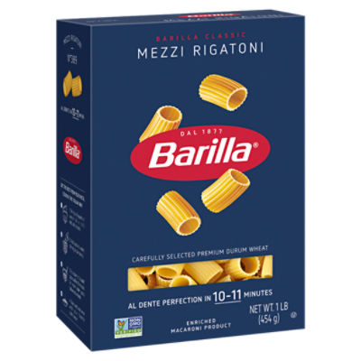 Barilla Mezzi Rigatoni Pasta Non-GMO, Kosher Certified, 16 oz
