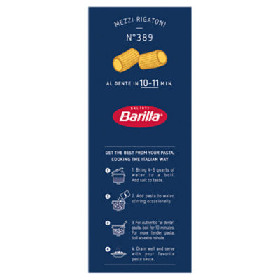 Barilla Mezzi Rigatoni Pasta Non-GMO, Kosher Certified, 16 oz