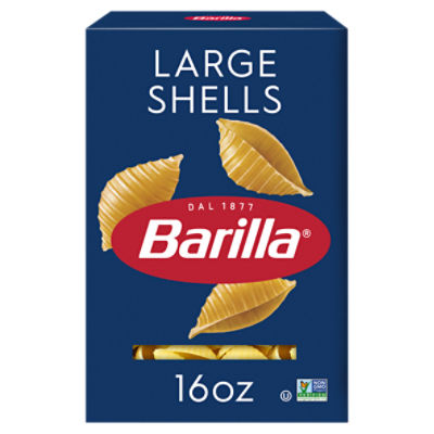 Barilla Large Shells Pasta, 16 oz. Box - Non-GMO Pasta Made with Durum Wheat Semolina - Kosher Certified Pasta, 16 Ounce