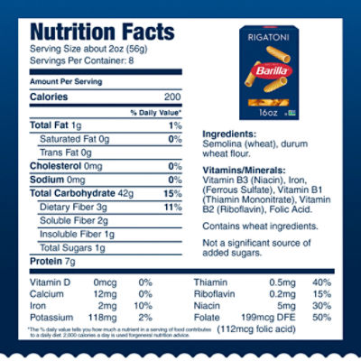 Barilla Rigatoni Pasta Non-GMO, Kosher Certified, 16 oz.