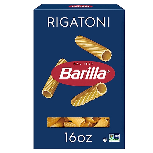 Inspired by ""riga"", or ridges, rigatoni pasta is one of the most beloved pasta shapes. Barilla Rigatoni pasta is made with non-GMO ingredients. At Barilla, we're passionate about pasta. After all, we have been pasta makers since 1877. Our uncompromising quality has been trusted for generations. As a family-owned food company, Barilla is synonymous with high quality pasta that cooks to perfection every time. Our rigatoni pasta is made from the finest durum wheat and is non-GMO verified, peanut-free and suitable for a vegan or vegetarian diet. Perfect for pairing with your favorite pasta sauce. Get inspired with Barilla! Enjoy the full range of Barilla pasta and pasta sauces, including Barilla Ready Pasta, Barilla Protein+ pasta, Barilla Whole Grain pasta, Barilla Veggie pasta and Barilla Gluten Free pasta.