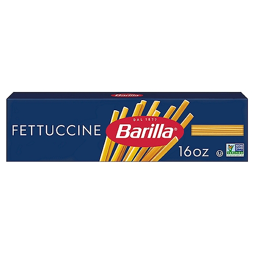 Barilla Fettuccine n.6 Pasta, 1 lb
Barilla Fettuccine pasta are made from flat sheets of pasta cut into ribbon-shaped strands (known as "fettucce"). Fettuccine pasta originates in Italy, where the first pasta shapes were made by hand with simple tools. Barilla Fettuccine pasta is made from the finest durum wheat and is non-GMO verified, peanut-free and suitable for a vegan or vegetarian diet. Perfect for pairing with your favorite pasta sauce.

Get inspired with Barilla! Enjoy the full range of Barilla pasta and pasta sauces, including Barilla Ready Pasta, Barilla Protein+ pasta, Barilla Whole Grain pasta, Barilla Veggie pasta, Barilla Chickpea Pasta, Barilla Red Lentil Pasta and Barilla Gluten Free pasta.Barilla Fettuccine pasta are made from flat sheets of pasta cut into ribbon-shaped strands (known as "fettucce"). Fettuccine pasta originates in Italy, where the first pasta shapes were made by hand with simple tools. Barilla Fettuccine pasta is made from the finest durum wheat and is non-GMO verified, peanut-free and suitable for a vegan or vegetarian diet. Perfect for pairing with your favorite pasta sauce.

Get inspired with Barilla! Enjoy the full range of Barilla pasta and pasta sauces, including Barilla Ready Pasta, Barilla Protein+ pasta, Barilla Whole Grain pasta, Barilla Veggie pasta, Barilla Chickpea Pasta, Barilla Red Lentil Pasta and Barilla Gluten Free pasta.
