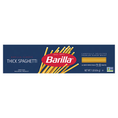 Barilla Thick Spaghetti Pasta, 16 oz. Box - Non-GMO Pasta Made with Durum Wheat Semolina - Kosher Certified Pasta