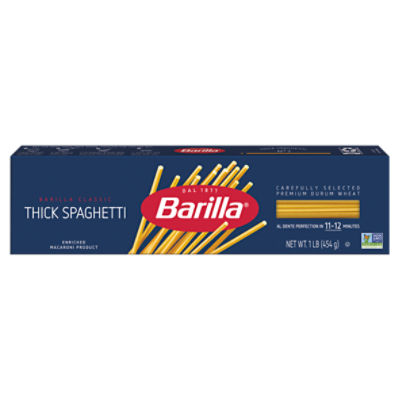 Barilla Thick Spaghetti Pasta Non-GMO, Kosher Certified, 16 oz