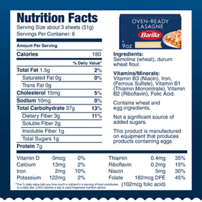 Barilla Oven-Ready Lasagne, Kosher Certified, 16 oz