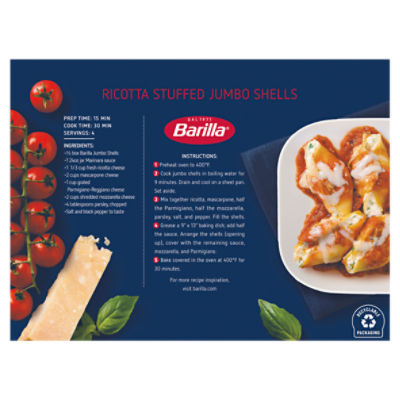 Barilla Jumbo Shells Pasta Non-GMO, Kosher Certified, 12 oz