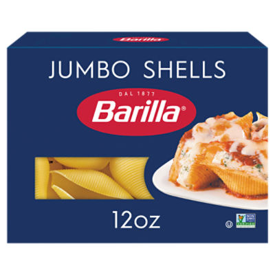 Barilla Jumbo Shells Pasta, 12 oz. Box - Non-GMO Pasta Made with Durum Wheat Semolina - Kosher Certified Pasta, 12 Ounce