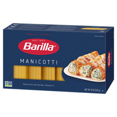 Barilla Manicotti Pasta Non-GMO, Kosher Certified, 8 oz