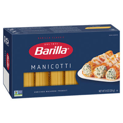 Barilla Manicotti Pasta Non-GMO, Kosher Certified, 8 oz