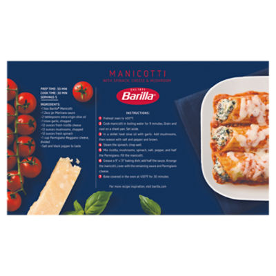 Barilla Manicotti Pasta Non-GMO, Kosher Certified, 8 oz