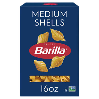 Barilla Medium Shells Pasta, 16 oz. Box - Non-GMO Pasta Made with Durum Wheat Semolina - Kosher Certified Pasta