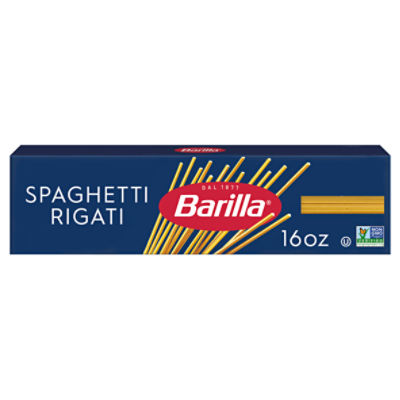 Barilla Spaghetti Rigati Pasta, 16 oz. Box - Non-GMO Pasta Made with Durum Wheat Semolina - Kosher Certified Pasta, 1 Pound