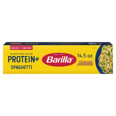BARILLA Protein+ (Plus) Spaghetti Pasta, 14.5 Ounce - plant based pasta - Made from Lentils, Chickpeas & Peas - Non-GMO, Kosher Certified and Vegan