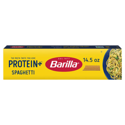 BARILLA Protein+ (Plus) Spaghetti Pasta, 14.5 Ounce - plant based pasta - Made from Lentils, Chickpeas & Peas - Non-GMO, Kosher Certified and Vegan