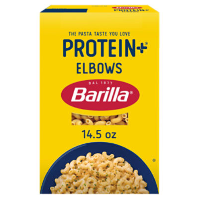 BARILLA Protein+ (Plus) Elbows Pasta, 14.5 Ounce - plant based pasta - Made from Lentils, Chickpeas & Peas - Non-GMO, Kosher Certified and Vegan