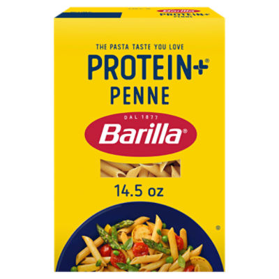 BARILLA Protein+ (Plus) Penne Pasta, 14.5 Ounce - plant based pasta - Made from Lentils, Chickpeas & Peas - Non-GMO, Kosher Certified and Vegan