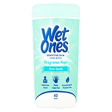 Wet Ones Fragrance Free Extra Gentle Sensitive Skin Hand Wipes, 40 count