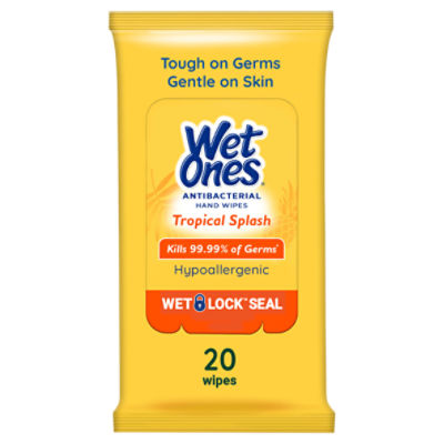 Wet Ones Tropical Splash Antibacterial Hand Wipes, 20 count
