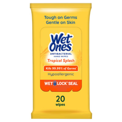 Wet Ones Wet Ones Tropical Splash Antibacterial Hand Wipes, 20 count, 20 Each 