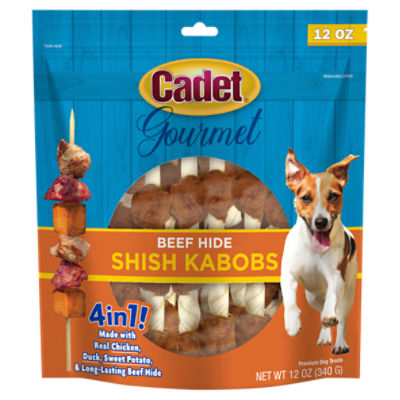 Cadet Gourmet Beef Hide Shish Kabobs Premium Dog Treats, 12 oz