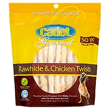 Cadet Gourmet Rawhide & Chicken Twists Treat for Dogs Value Pack, 50 count