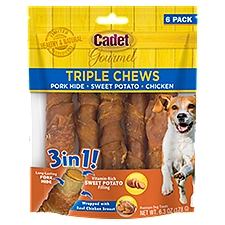 Cadet Gourmet Triple Chews Premium Dog Treats, 6 count, 6.3 oz