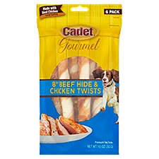 Cadet Gourmet 8'' Beef Hide & Chicken Twists Premium Dog Treats, 6 count, 10 oz