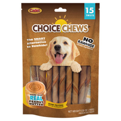 Cadet Choice Chews Peanut Butter Twists Premium Dog Treats, 15 count, 6.35 oz
