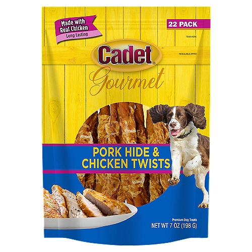 Cadet Gourmet Pork Hide & Chicken Twists Premium Dog Treats, 7 oz