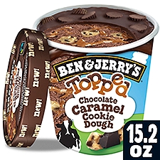Ben & Jerry's Ice Cream, Chocolate Caramel Cookie Dough Topped, 15.2 Fluid ounce