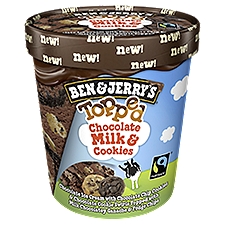 Ben & Jerry's Chocolate Milk & Cookies Topped, Ice Cream, 15.2 Fluid ounce