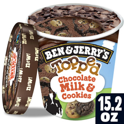 Ben & Jerry's Chocolate Milk & Cookies Topped Ice Cream, 15.2 fl oz, 15.2 Fluid ounce