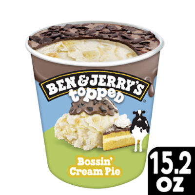 Ben & Jerry's Bossin' Cream Pie Topped Vanilla Ice Cream Pint 15.2 oz, 15.2 Fluid ounce