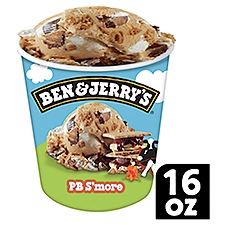 Ben & Jerry's PB S'more Marshmallow Ice Cream Pint 16 oz, 16 Fluid ounce
