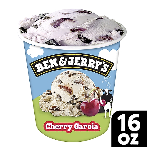 Ben & Jerry's Vermont's Finest Cherry Garcia Ice Cream, one pint
Cherry Ice Cream with Cherries & Fudge Flakes

Our euphorically edible tribute to guitarist Jerry Garcia & Grateful Dead fans everywhere, it's the first ice cream named for a rock legend & the most famous of our fan-suggested flavors.