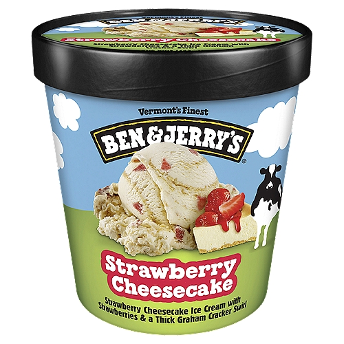 Ben & Jerry's Vermont's Finest Strawberry Cheesecake Ice Cream, 1 pint
Strawberry Cheesecake Ice Cream with strawberries & a Thick Graham Cracker Swirl

For strawberry cheesecake lovers who've always wanted to have their cheesecake & scoop it too, we've created a flavor jam-packed with strawberry cheesecake-greatness & a fantastic graham-cracker swirl.