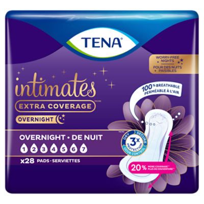 Tena Overnight Incontinence Pads For Woman, Long, 2 Pc/28 ea