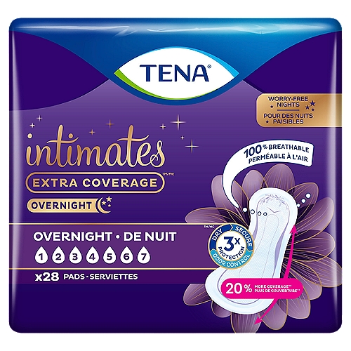 Tena Intimates Extra Coverage Overnight Pads, 28 count