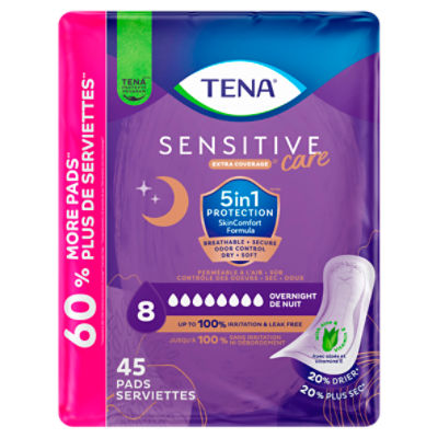 Tena Intimates Extra Coverage Overnight, Pads