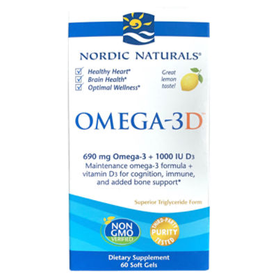Nordic Naturals Omega-3, 690 mg, Lemon, Soft Gels - 60 soft gels