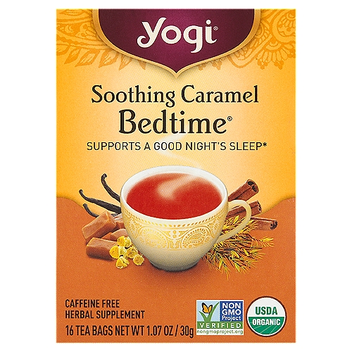 Yogi Soothing Caramel Bedtime Tea Bags Herbal Supplement, 16 count, 1.07 oz