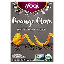 Yogi Orange Clove Tea Bags Herbal Supplement, 16 count, 1.12 oz