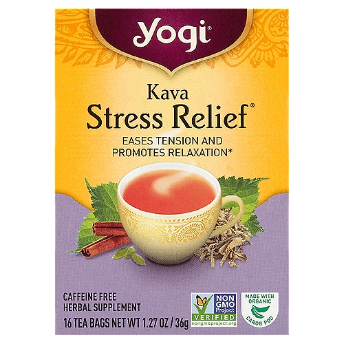 Yogi Kava Stress Relief Tea Bags Herbal Supplement, 16 count, 1.27 oz