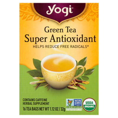 Yogi Green Tea Super Antioxidant Tea Bags Herbal Supplement, 16 count, 1.12 oz
